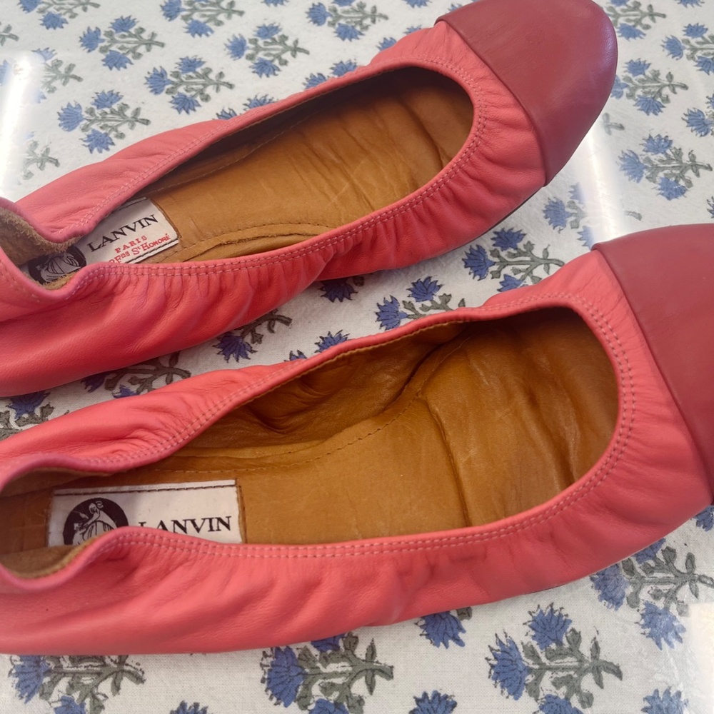 Lanvin Pink Leather Cap Toe Ballet Flats Size 40 (US Size 10) - Picture 7 of 12